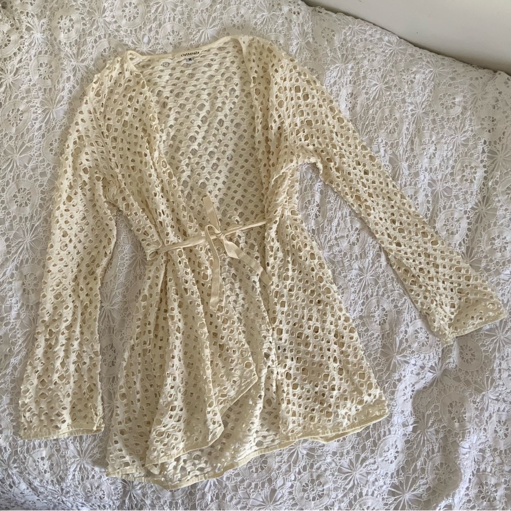 Clothespin white cream cardigan sweater